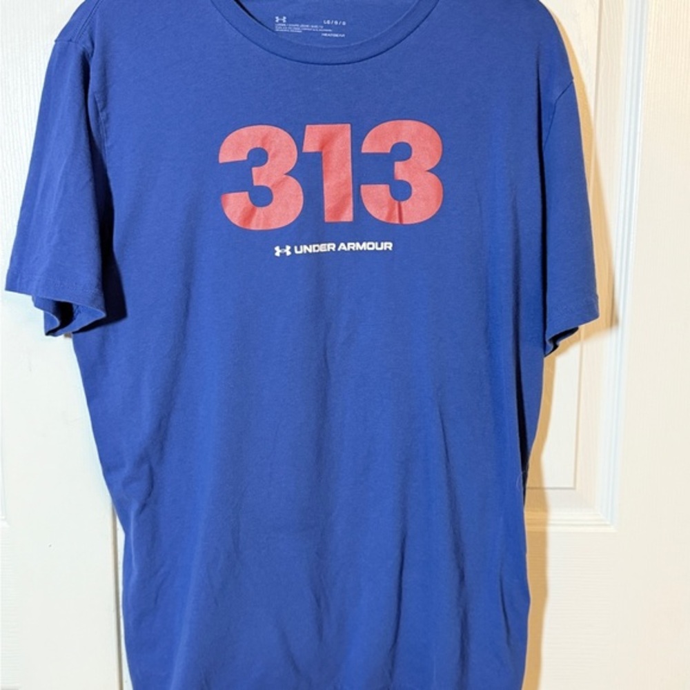Under Armour Men's Blue T-Shirt Tee Size Large. 313 Detroit AM